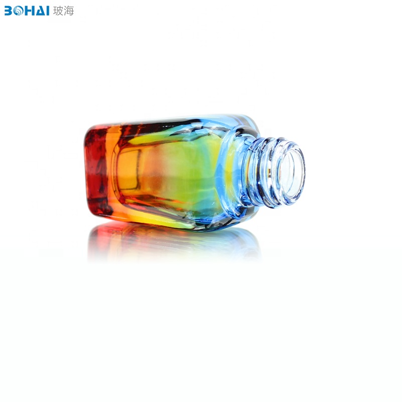 15ml rainbow glass bottle with shiny silver dispenser dropper glass bottle for cosmetic packaging glass jars and bottles