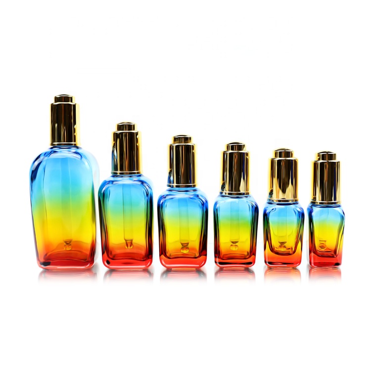15ml rainbow glass bottle with shiny silver dispenser dropper glass bottle for cosmetic packaging glass jars and bottles