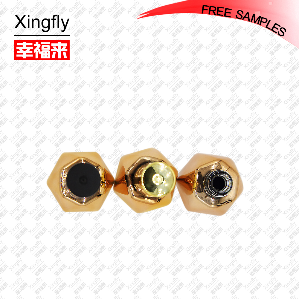 15ml rhombus shape electroplating gold empty glass nail polish bottle with brush and cap