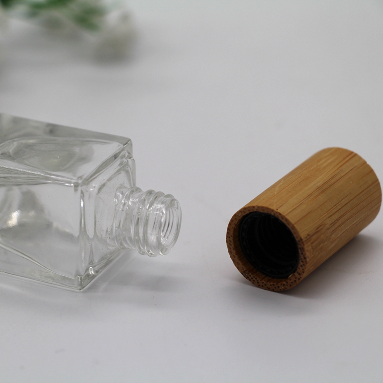 15ml square bamboo cap empty nail polish glass bottle