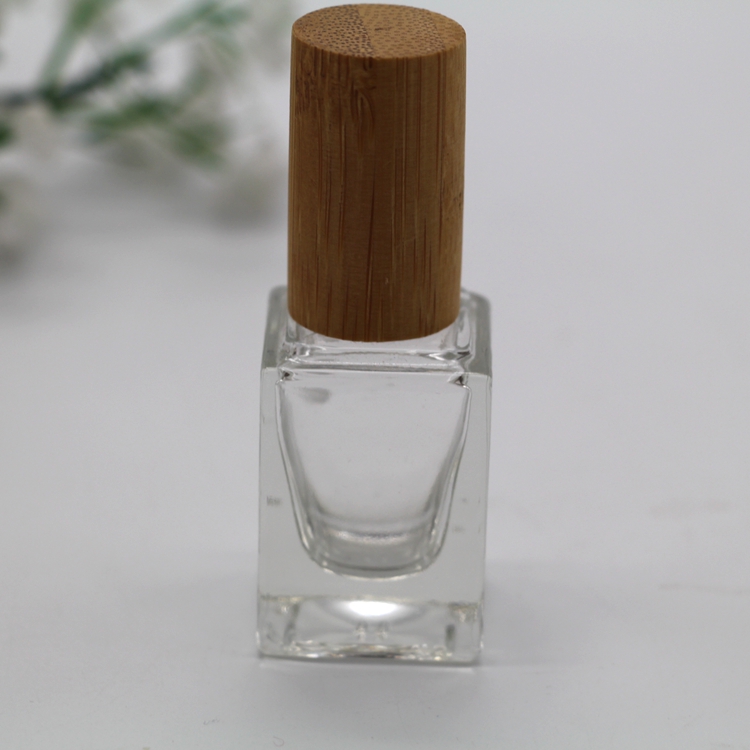 15ml square bamboo cap empty nail polish glass bottle