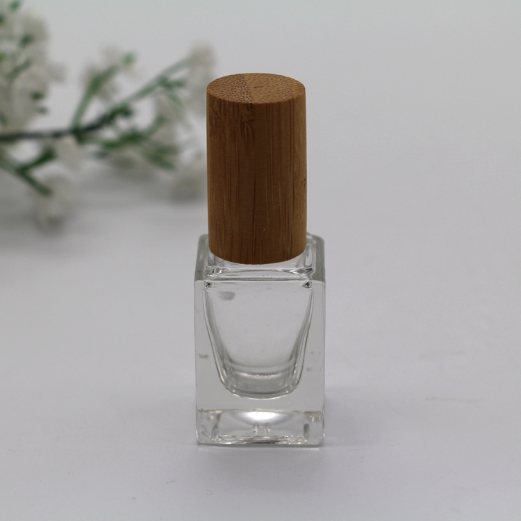 15ml square bamboo cap empty nail polish glass bottle