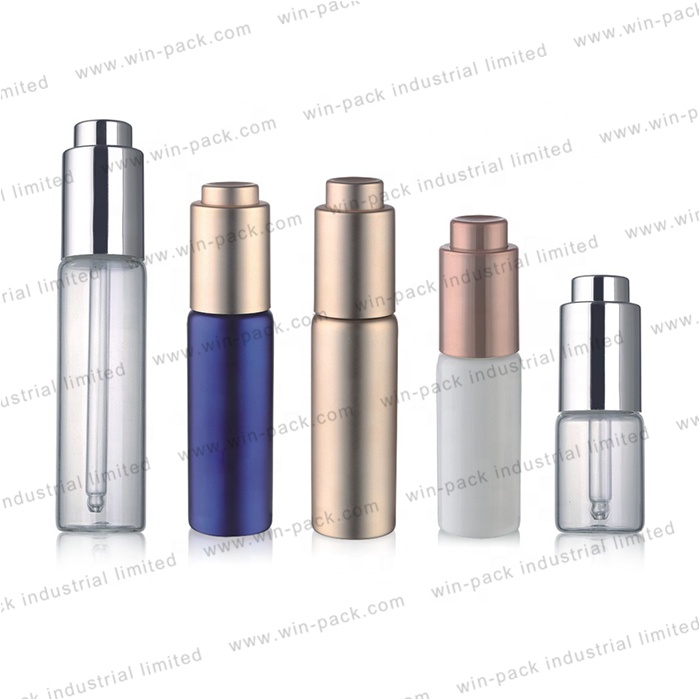 15ml white gold gradient glass press pump dropper essential bottles  30ml 35ml with custom UV coating printing