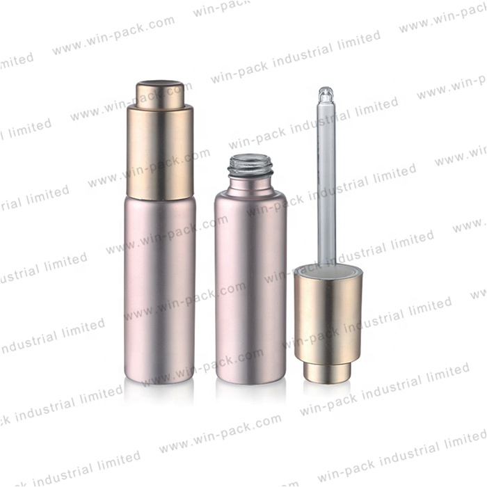 15ml white gold gradient glass press pump dropper essential bottles 30ml 35ml with custom UV coating printing