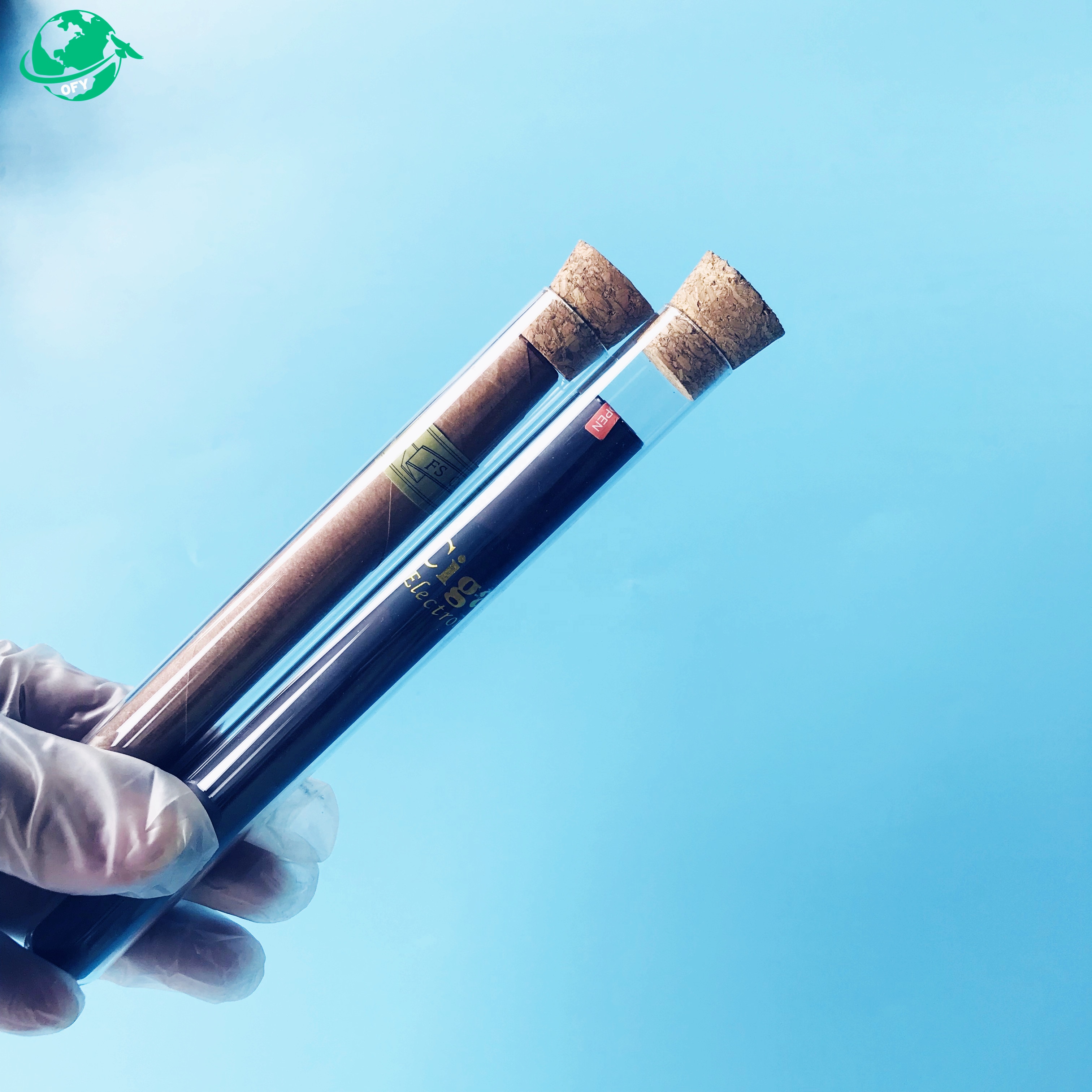 15mm 16mm 18mm Custom Length Glass Blunt Tube with Cork Top