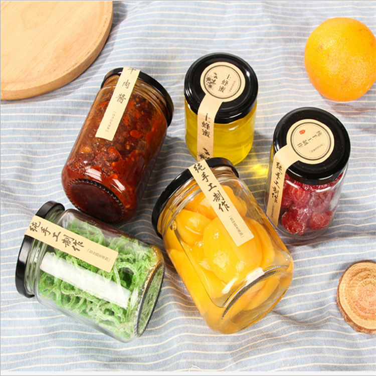 15oz Stocked round clear cylinder wide mouth herb honey glass jar food storage container bottle with screw airtight lid