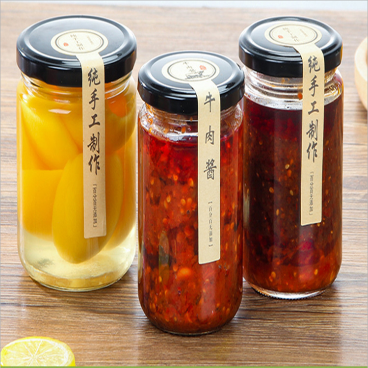 15oz Stocked round clear cylinder wide mouth herb honey glass jar food storage container bottle with screw airtight lid