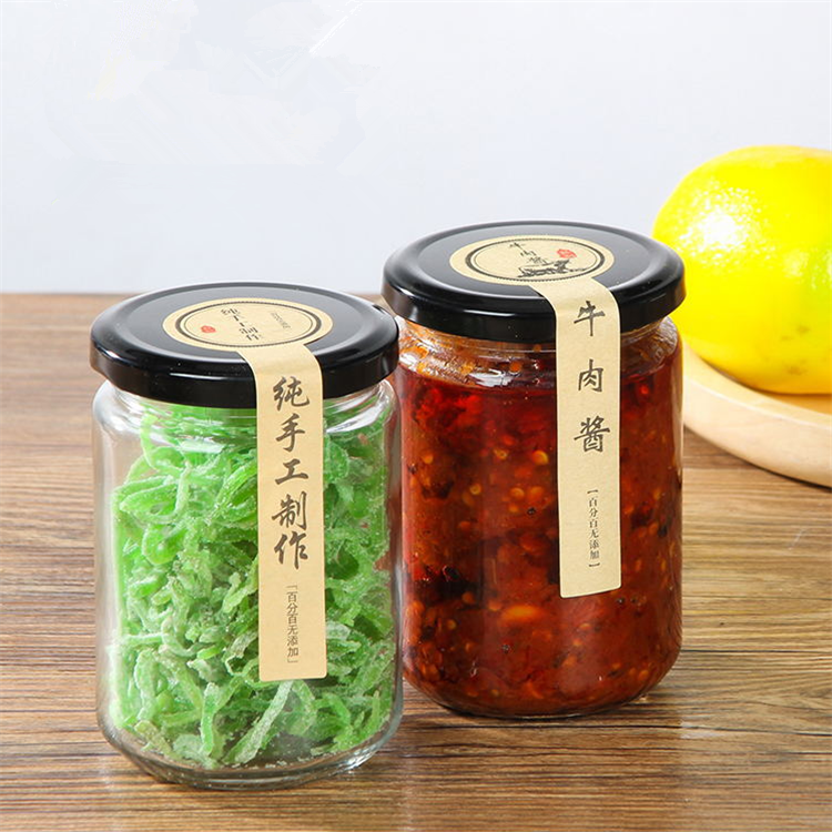 15oz Stocked round clear cylinder wide mouth herb honey glass jar food storage container bottle with screw airtight lid