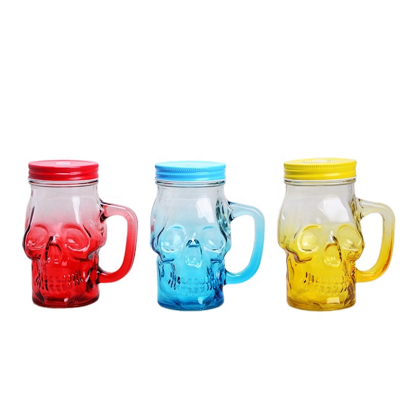 15oz Unique Shaped Glass Mason Jar with Metal Lid