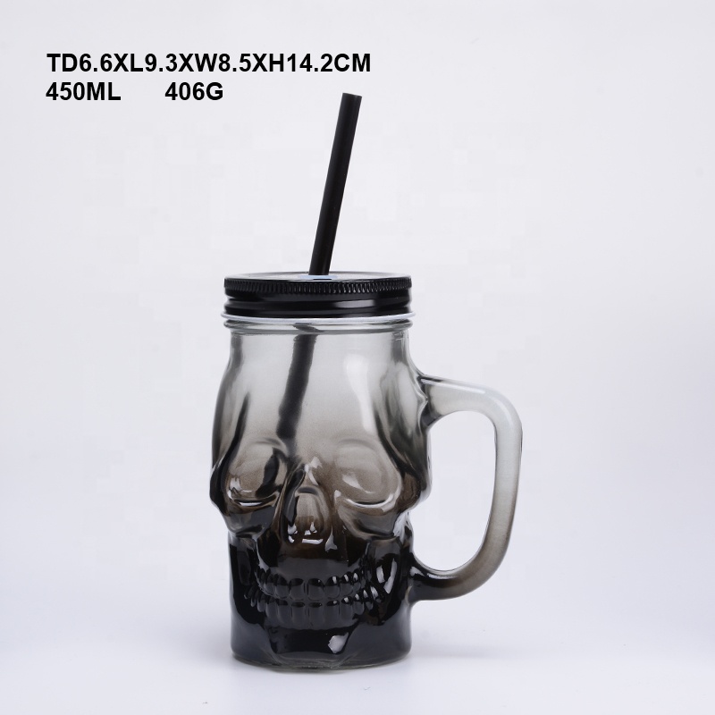 15oz Unique Shaped Glass Mason Jar with Metal Lid