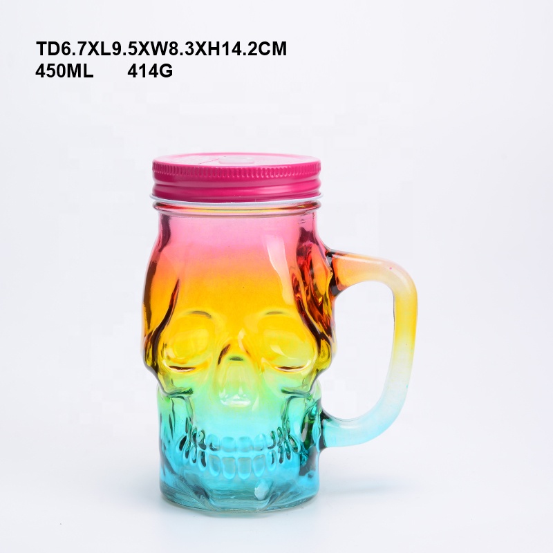 15oz Unique Shaped Glass Mason Jar with Metal Lid