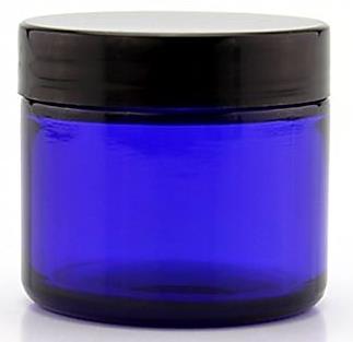 15pcs small packaging Stock wide mouth 2oz 60ml round cream blue cosmetic glass jar with lid