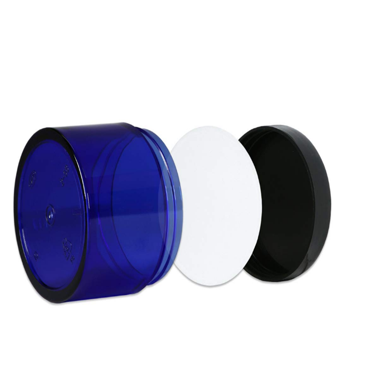 15pcs small packaging Stock wide mouth 2oz 60ml round cream blue cosmetic glass jar with lid