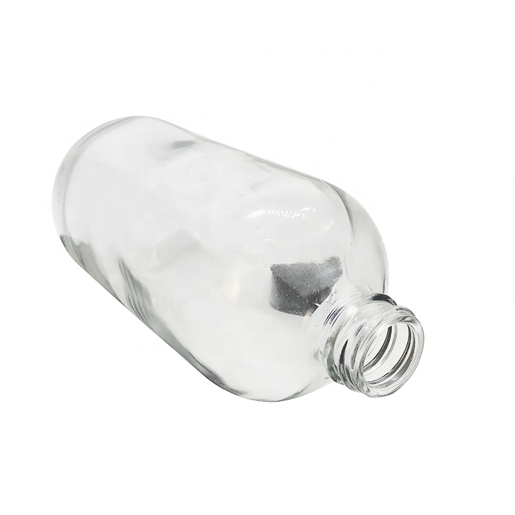 16 OZ 480 ML Clear Glass Boston Round Bottle with 28 400 Black Sprayer