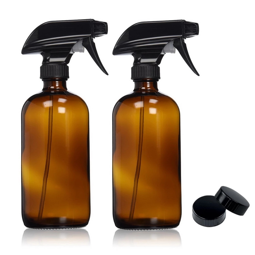 16 OZ 500ML Refillable Amber Glass Spray Bottle Essential Oil Glass Bottle With Black Trigger Spray Top
