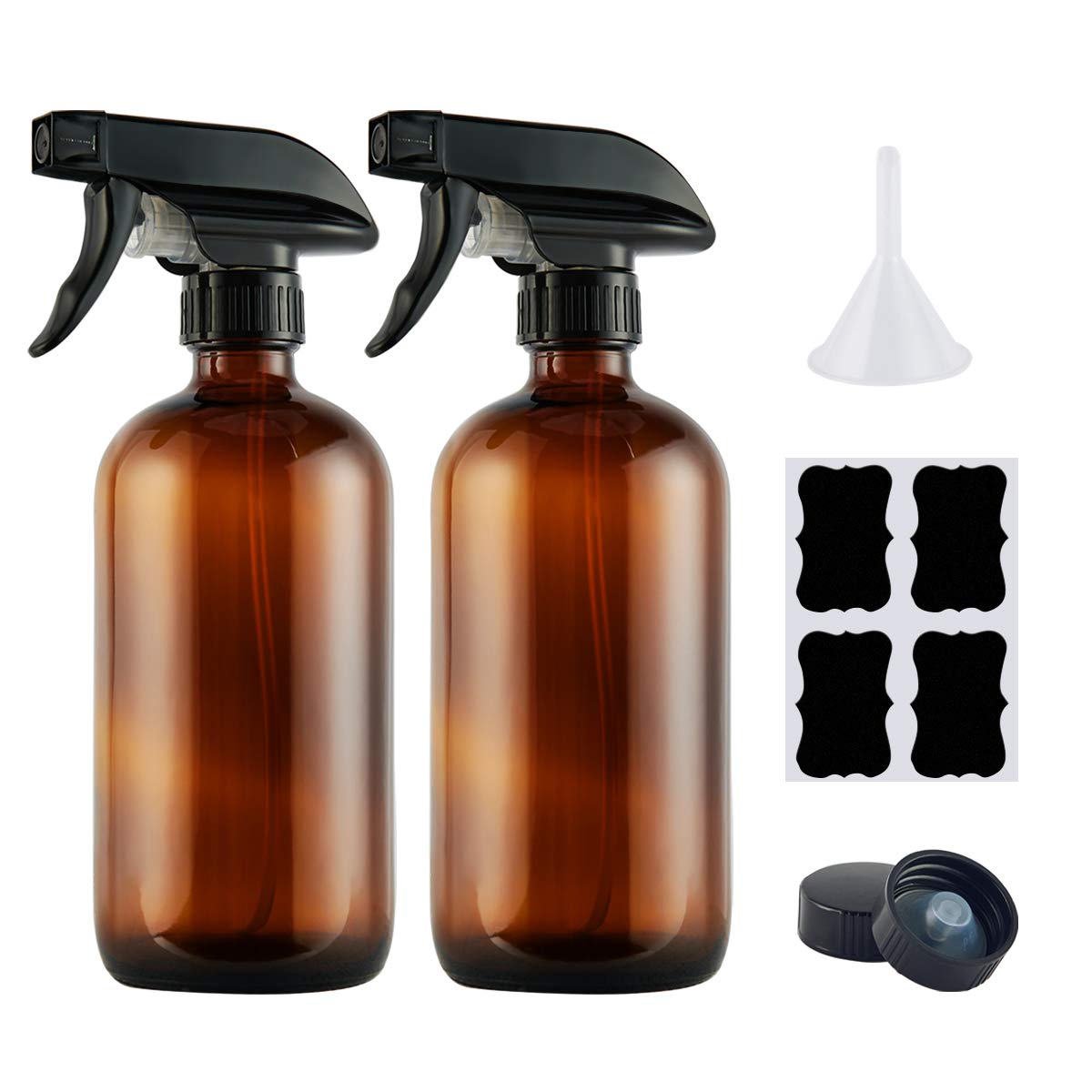 16 OZ 500ML Refillable Amber Glass Spray Bottle Essential Oil Glass Bottle With Black Trigger Spray Top