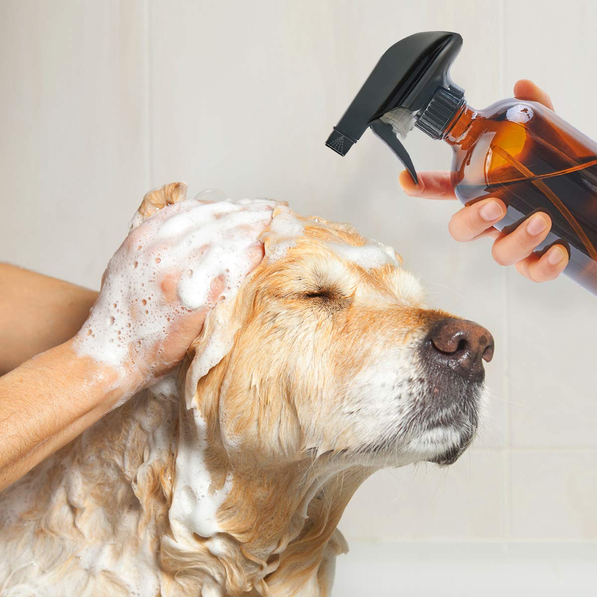 16 OZ 500ML Refillable Amber Glass Spray Bottle Essential Oil Glass Bottle With Black Trigger Spray Top