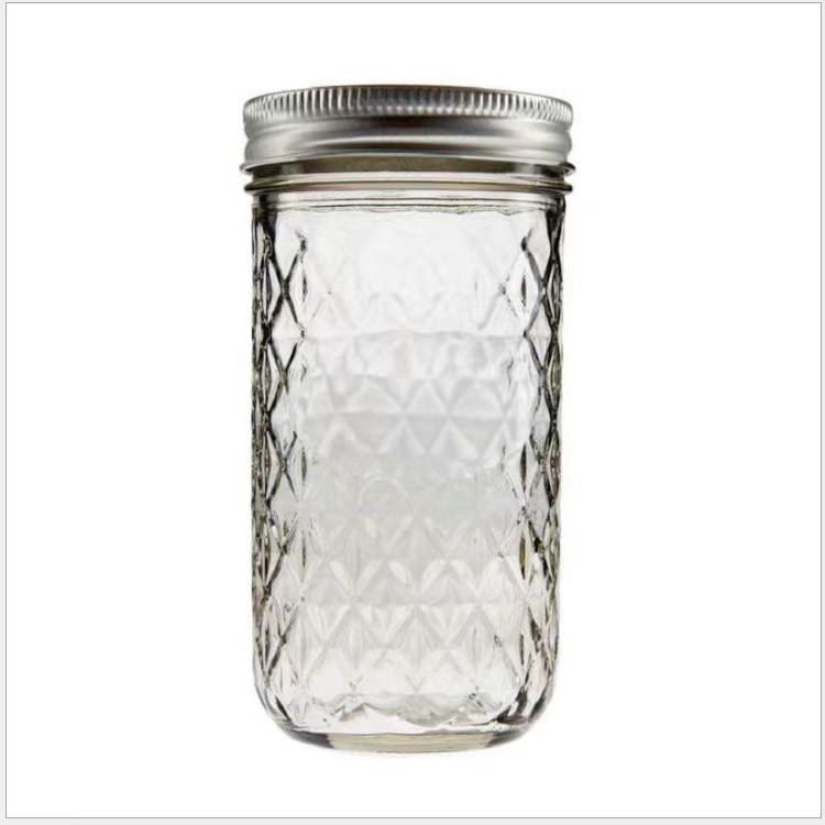 16-Ounces Quilted Crystal Regular Mouth Jelly Mason Jars with Lids