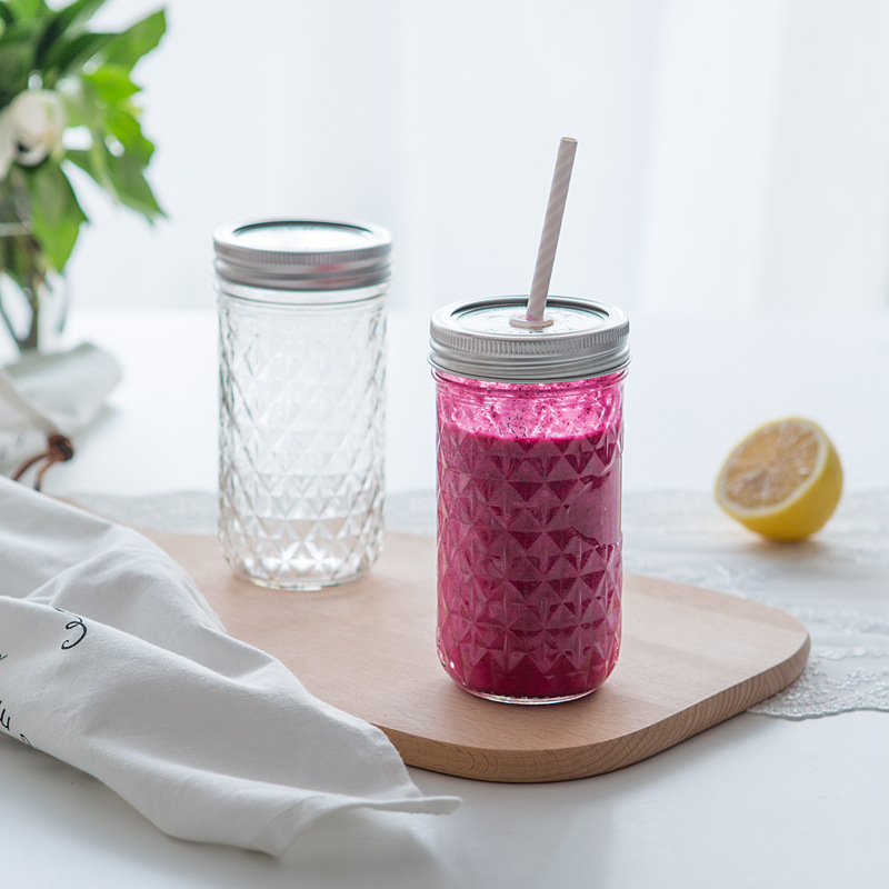 16-Ounces Quilted Crystal Regular Mouth Jelly Mason Jars with Lids