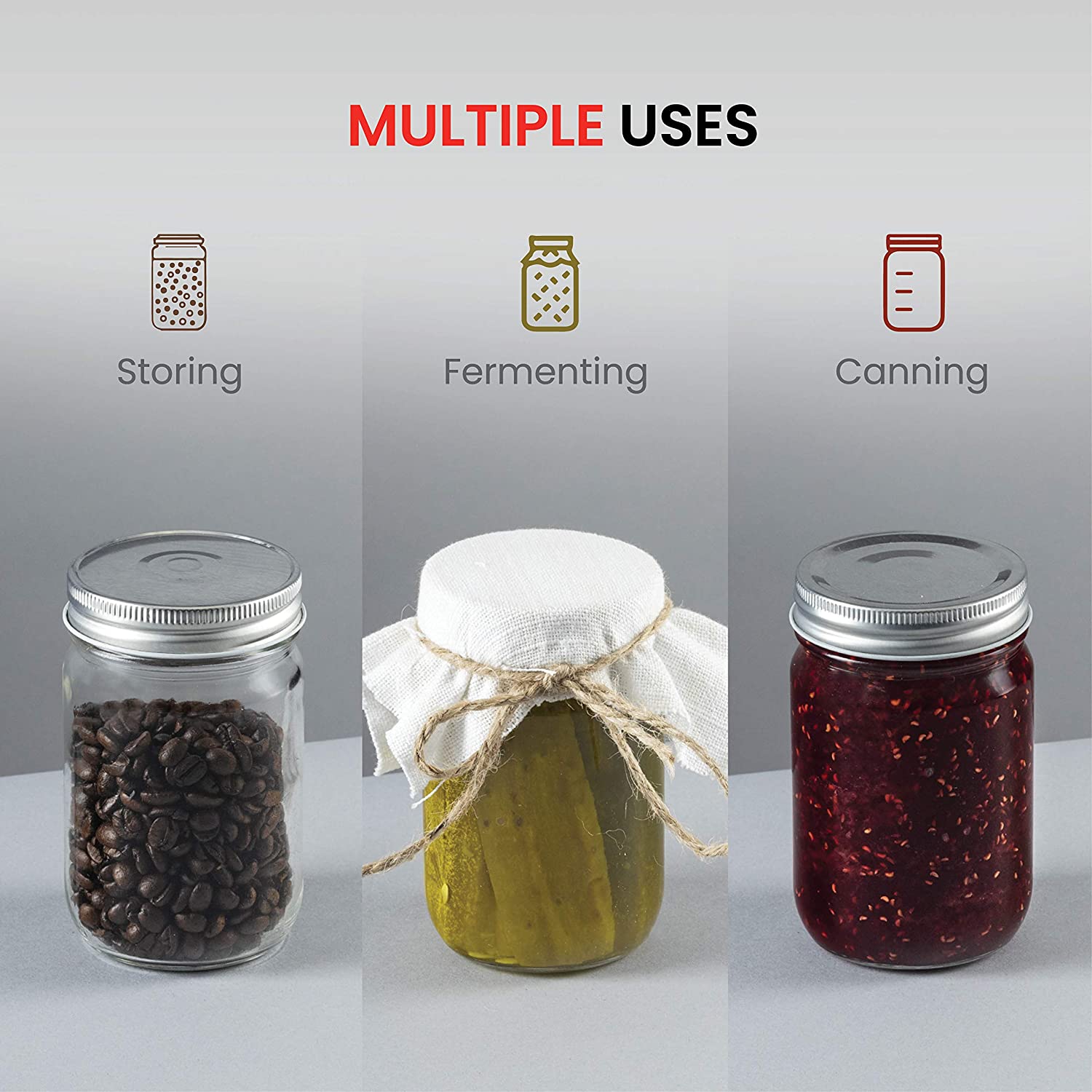 16-Ounces Regular/Wide Mouth Mason jars with Lid