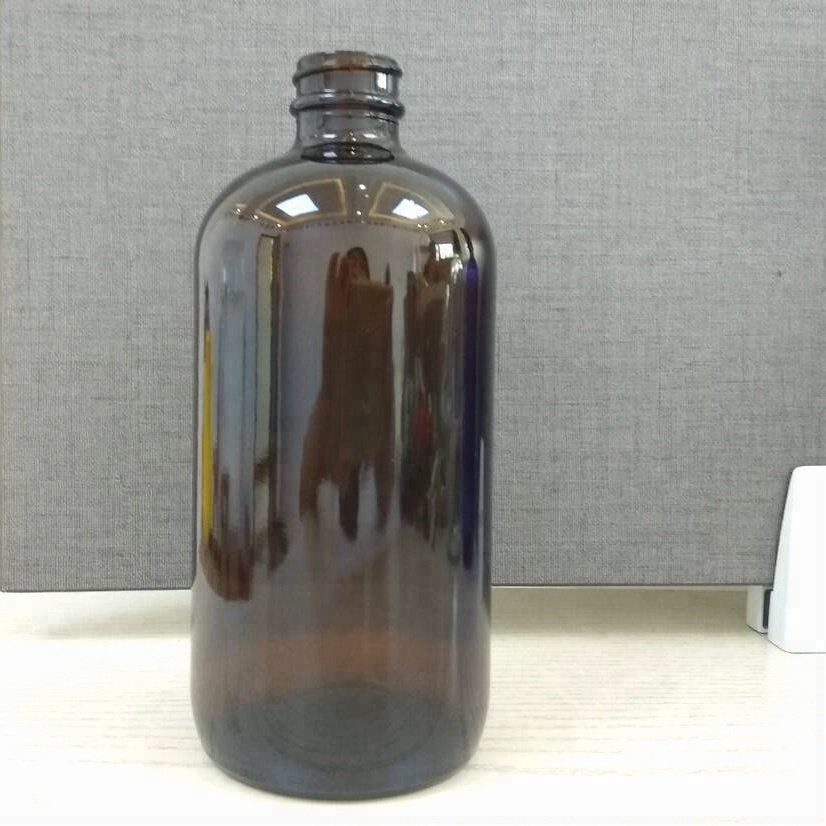 16 Oz 500ml Clear Blue Amber Boston Round Glass Bottle with Trigger