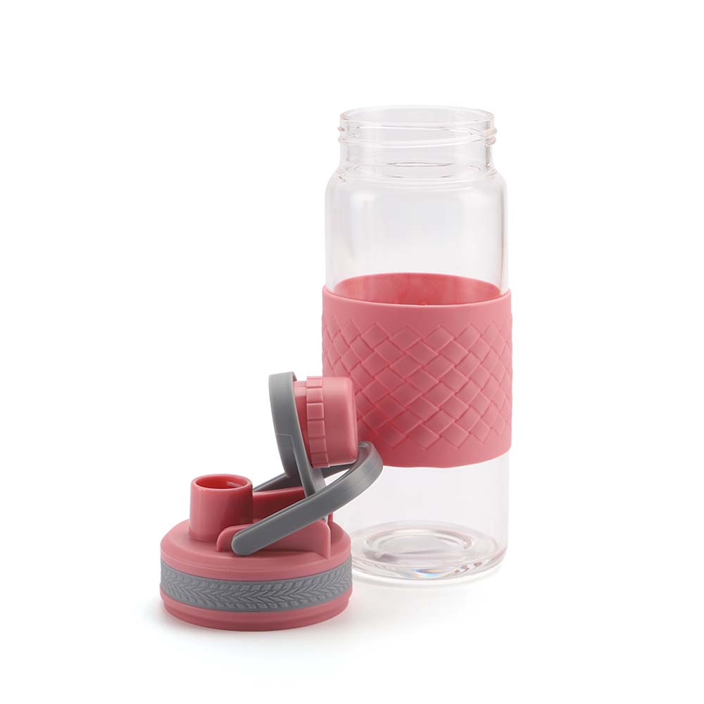 16 Oz BPA Free Wholesale Custom Logo Borosilicate Glass Water Bottles with Handle and Silicone Cover