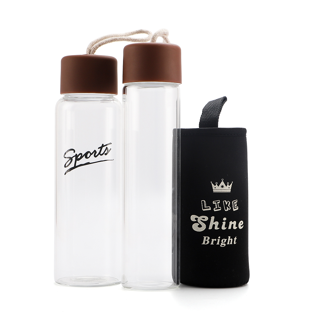 16 Oz BPA Free Wholesale Custom Logo Borosilicate Glass Water Bottles with Handle