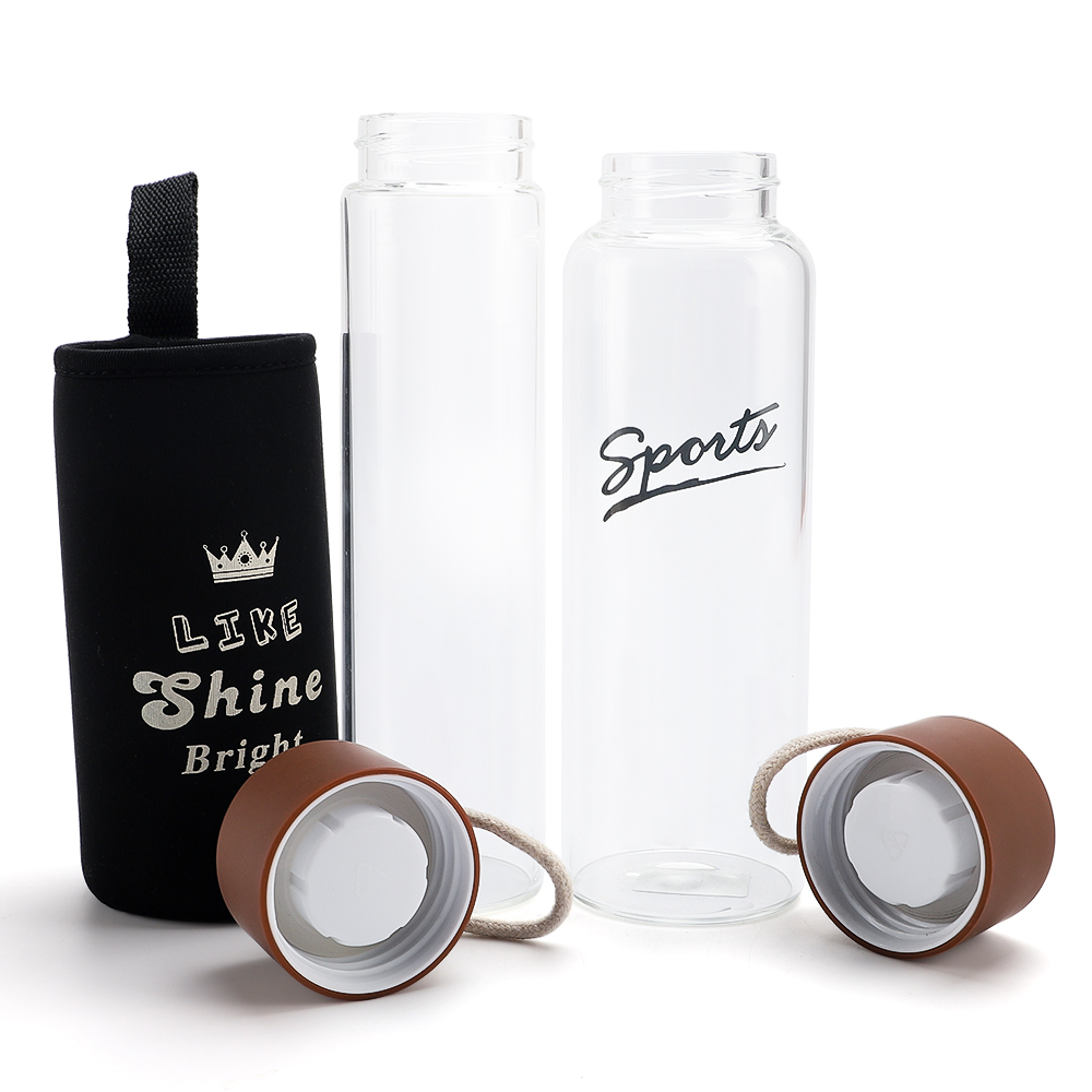 16 Oz BPA Free Wholesale Custom Logo Borosilicate Glass Water Bottles with Handle