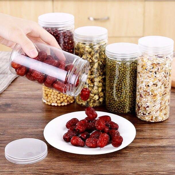 16 Oz Clear Empty PET Storage Jars with Lid Food Grade Plastic Fruit Container with Multi Purpose BPA Free