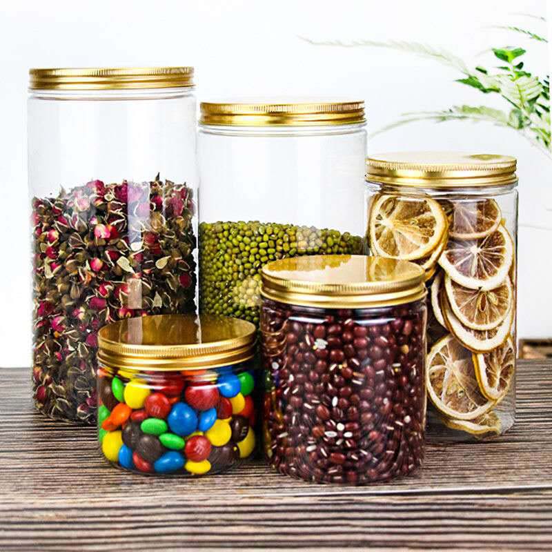 16 Oz Clear Empty PET Storage Jars with Lid Food Grade Plastic Fruit Container with Multi Purpose BPA Free