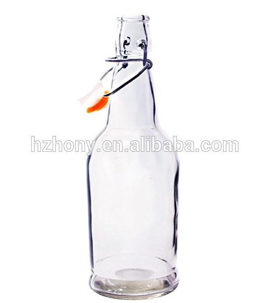 16 Oz Glass Home Brewing Bottles System- Grolsch-Style: Also used as a Wine Fermenter, Reusable kombucha Tea Bottle & Easy Seal