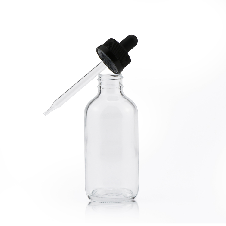 16 oz 32 oz dropper cap clear boston round glass bottle