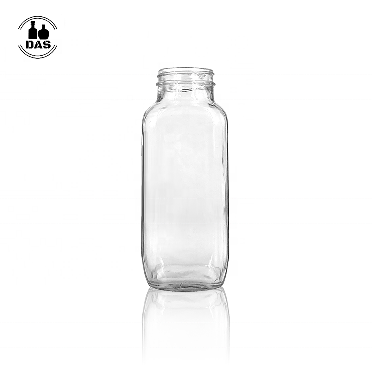 16 oz / 480 ml Clear Glass French Square Glass Drink Bottles for storing Juices, Smoothies, beverages, Kombucha