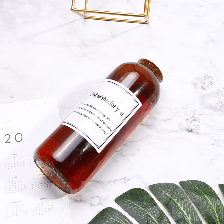 16 oz 480ml Cylinder Kombucha Juice Smoothie Beverage Glass Bottle With Plastic Lid