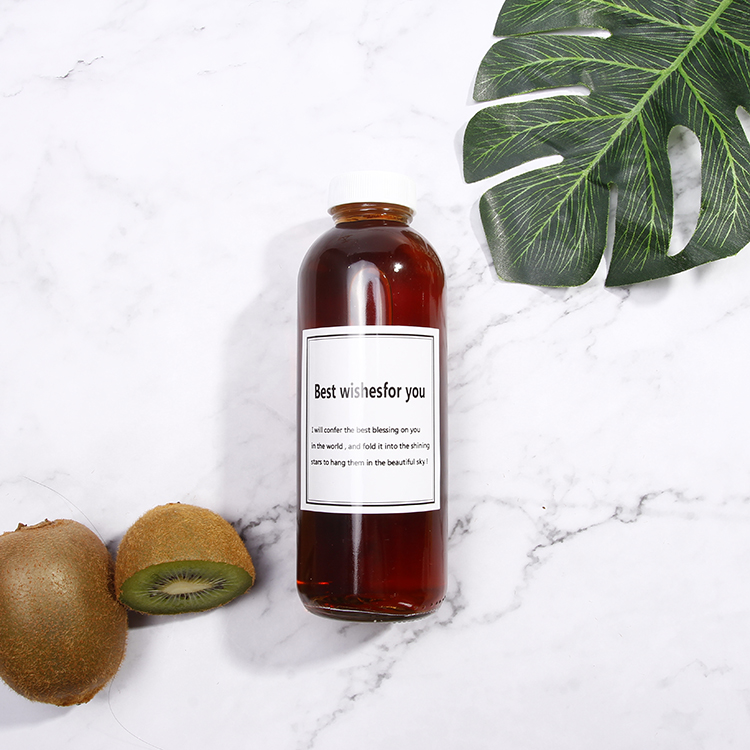 16 oz 480ml Cylinder Kombucha Juice Smoothie Beverage Glass Bottle With Plastic Lid