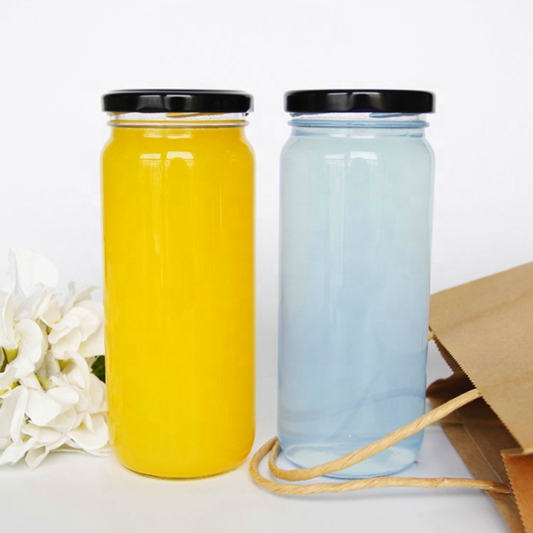 16 oz 500ML Clear Tall Beverage Glass Jar Supplier with Gold Metal Lid