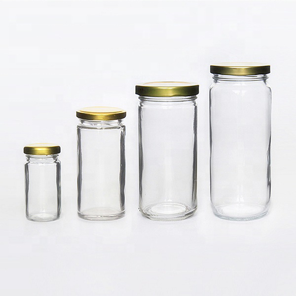 16 oz 500ML Clear Tall Beverage Glass Jar Supplier with Gold Metal Lid
