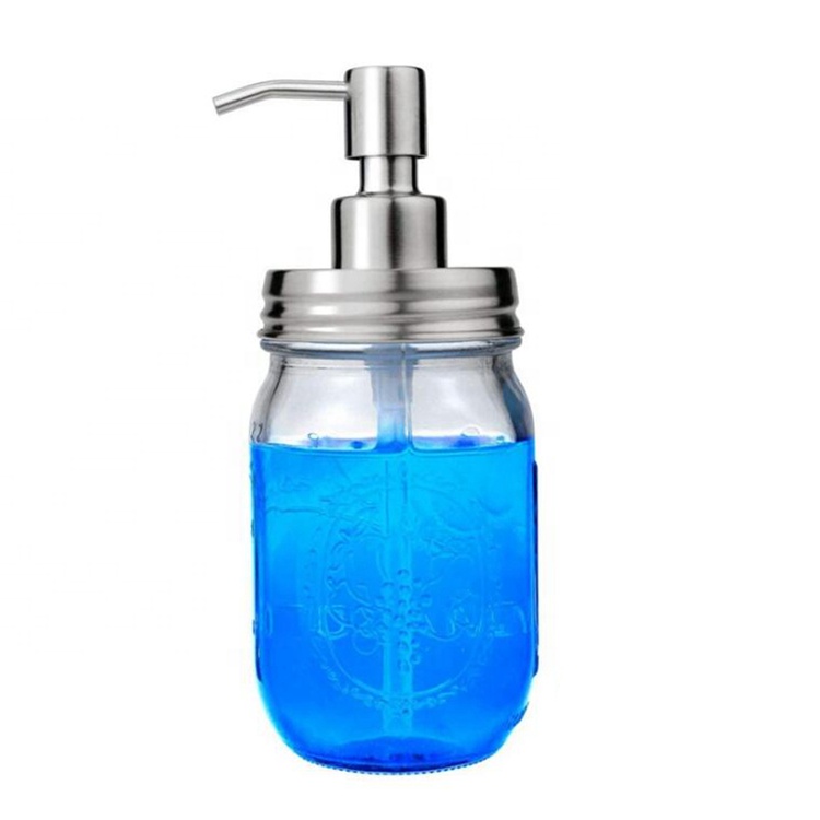 16 oz 500ml Wide Mouth Stainless Steel Pump Spray Glass Mason Jars for Liquid Soap Shampoo
