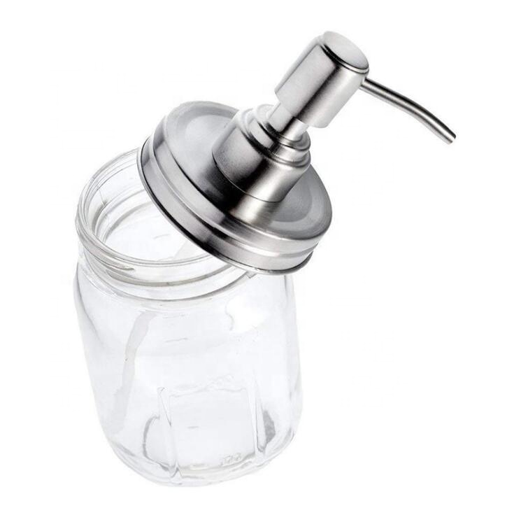 16 oz 500ml Wide Mouth Stainless Steel Pump Spray Glass Mason Jars for Liquid Soap Shampoo