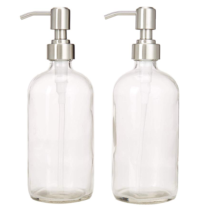 16 oz 500ml clear lotion soap pump boston glass bottle with plastic pump