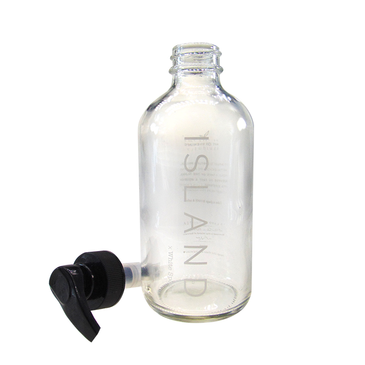 16 oz 500ml clear lotion soap pump boston glass bottle with plastic pump