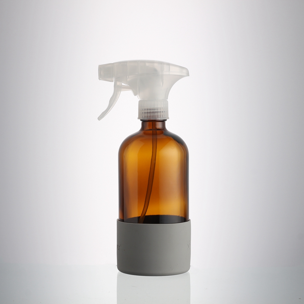 16 oz Amber Boston Round Glass Bottle with Black Poly Cone Lid 500ml Clear Brown Black Hand Washing for Liquid Soap Foam