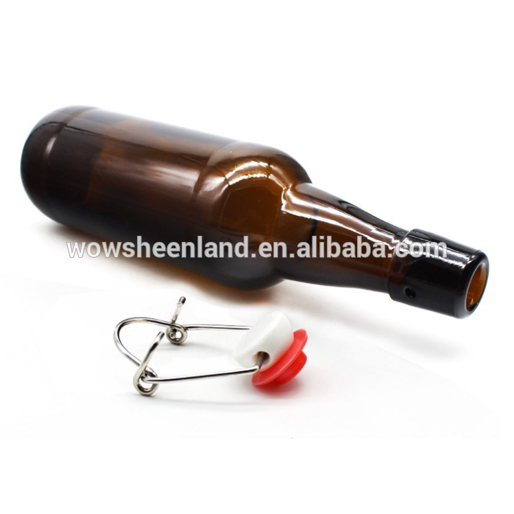 16 oz Amber Glass Beer Bottles for Home Brewing with Flip Caps