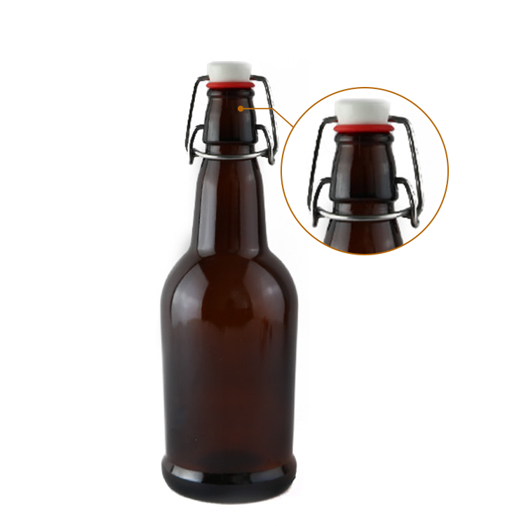16 oz Amber Glass Beer Bottles with Flip top Caps for Home Brewing with Flip Caps CY-117