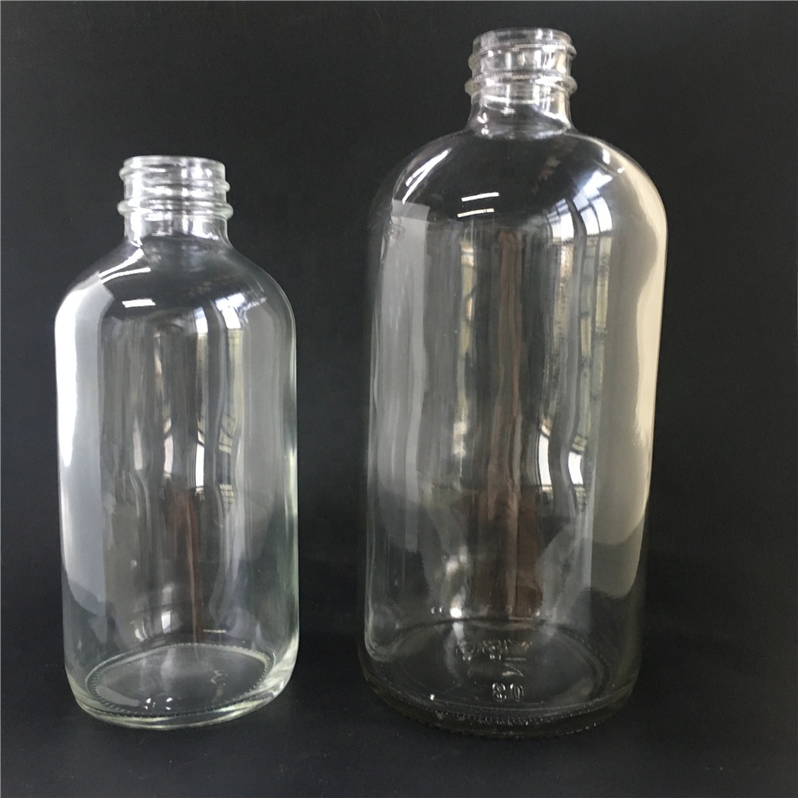16 oz Clear Round Shape Glass Beverage Boston Round Glass Bottle
