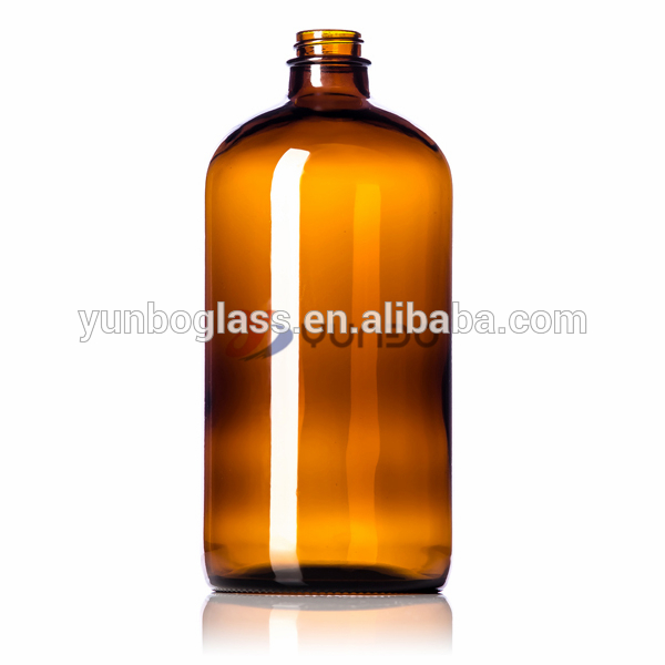 16 oz amber boston round glass bottles with black screw cap for personal care massage oil