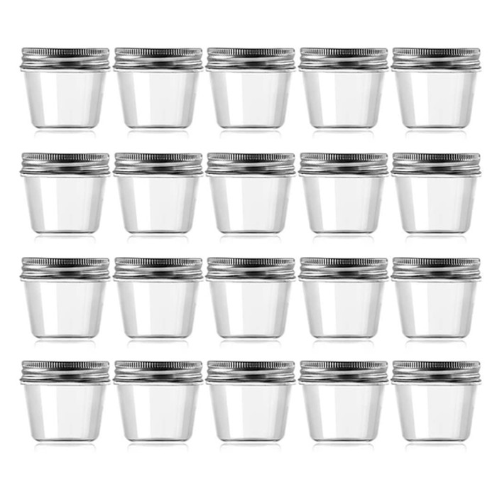 16 pack 4 Ounce Clear Plastic Jars Containers With Screw On Lids Round Empty Food Plastic for Kitchen Household