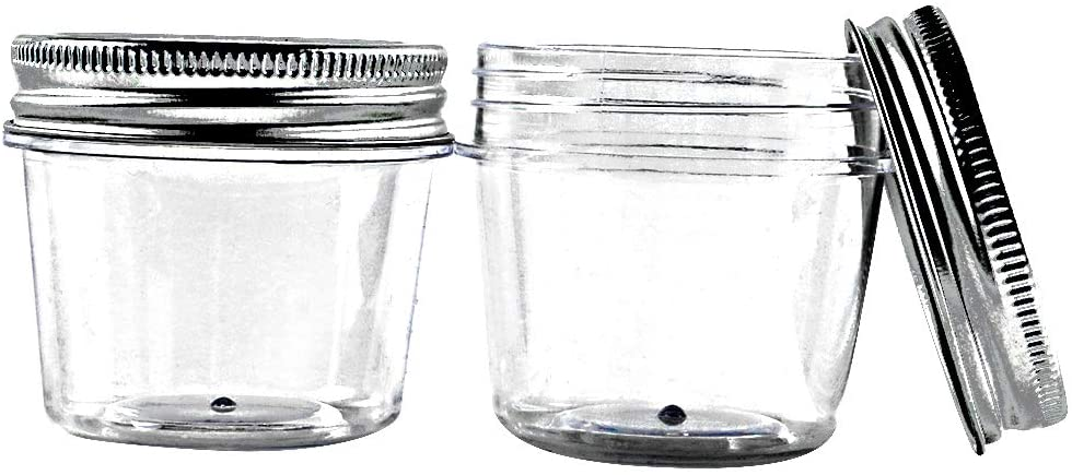 16 pack 4 Ounce Clear Plastic Jars Containers With Screw On Lids Round Empty Plastic Storage Containers for Kitchen Household