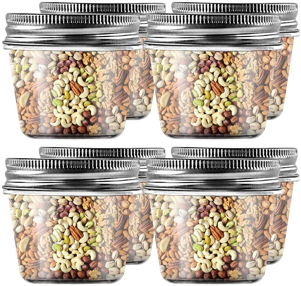 16 pack 4 Ounce Clear Plastic Jars Containers With Screw On Lids Round Empty Plastic Storage Containers for Kitchen Household