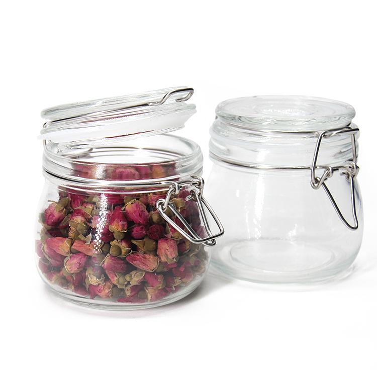 160Ml 200Ml Airtight Clip Top Glass Food Storage Jar Clear Empty Mason Jar With Glass Flip Lid